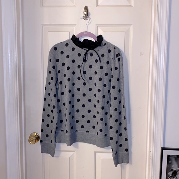 Halogen Polka Dot Ruffle Collar Sweatshirt - Picture 2 of 6